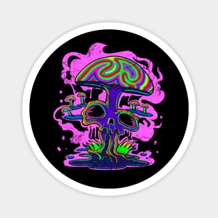 Psychedelic Mushroom Shrooms Skull Art Graphic Magnet